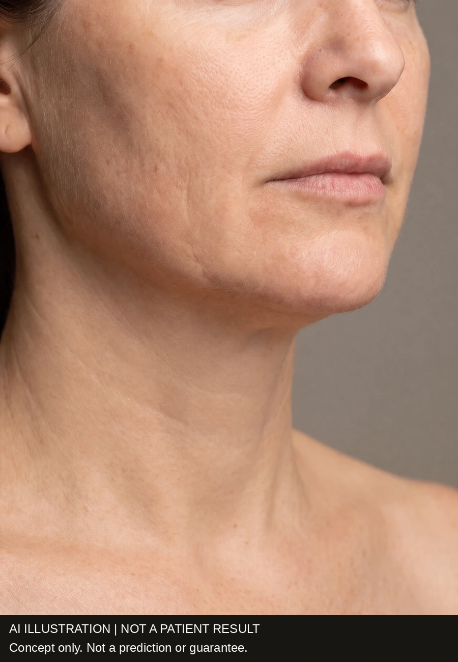 Softer fine lines with natural folds still visible