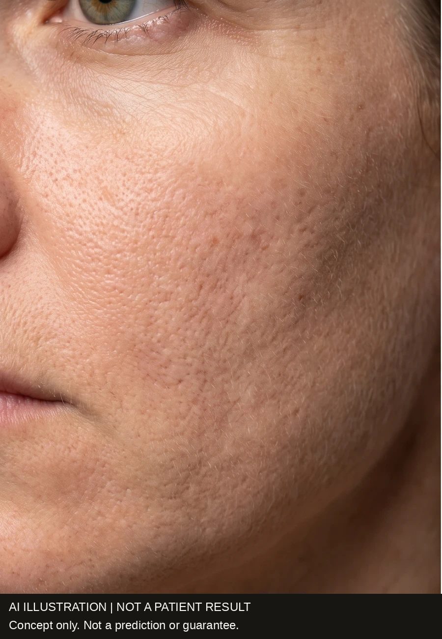 Rough texture and visible pores
