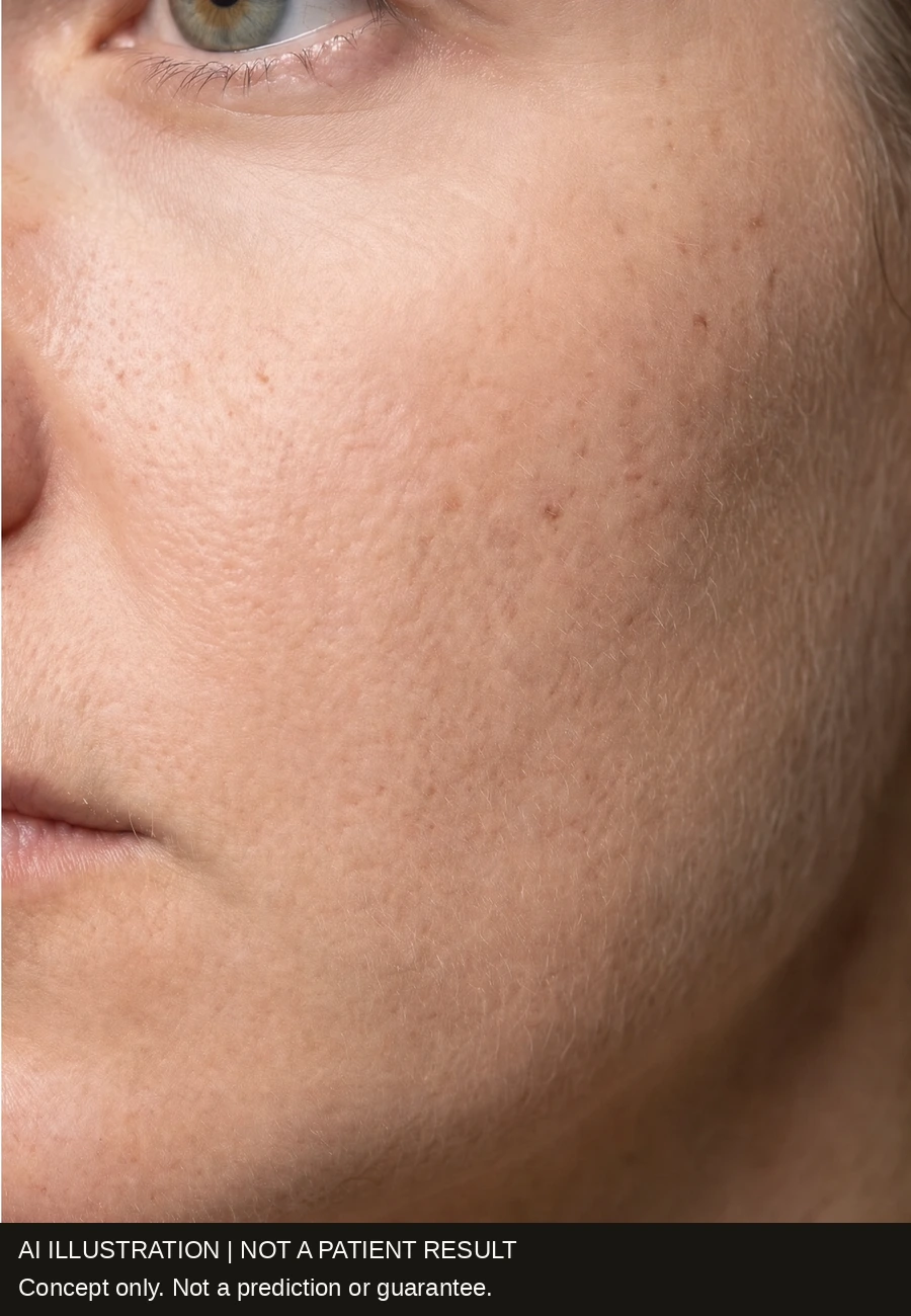 More even texture with normal pores preserved